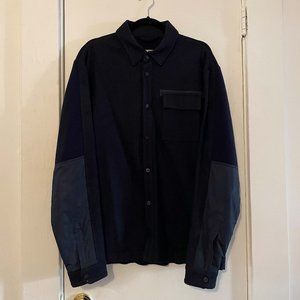 XL Aztech Mountain Navy Wool Shirt Jacket